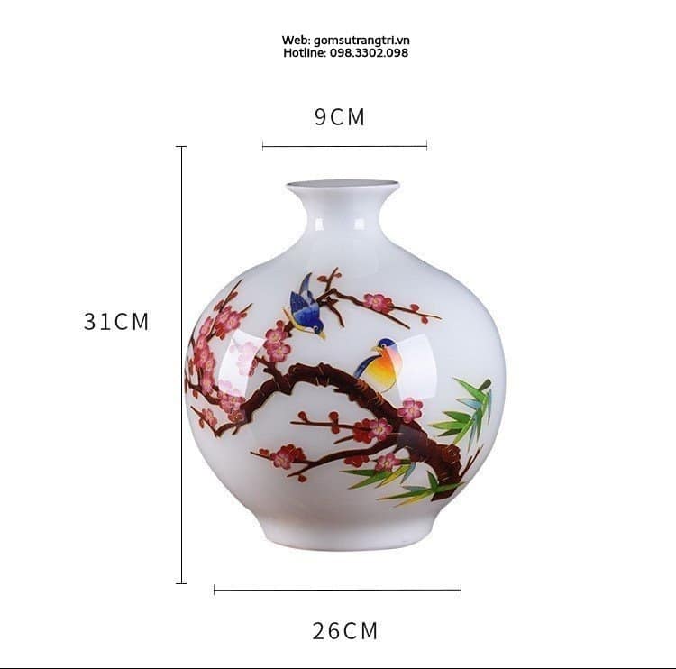 BÌNH HÚT TÀI LỘC CHIM HOA CAO CẤP